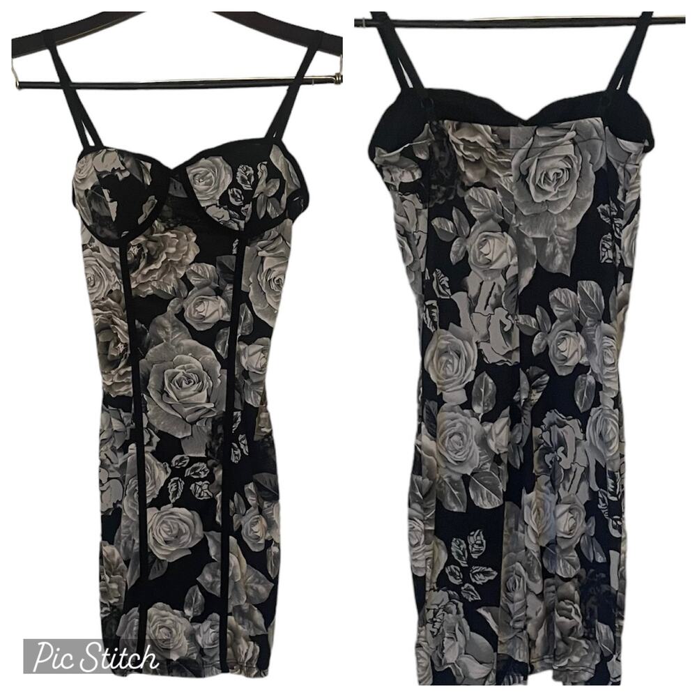 Forever 21 Bodycon Black/Gray Slip Dress Sz S